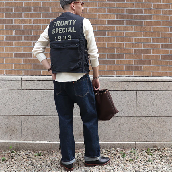 別注モデル / SPEED ENGINEER SLEEVELESS COAT / FRONTY SPL. 1923 / SULFIED DYED MILITARY MOLESKIN / BLACK - Image 7