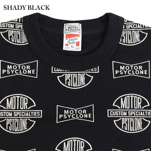 SET-IN LONG SLEEVE T-SHIRT / MOTOR PSYCLONE ALL OVER PRINT / VINTAGE STYLE MEDIUM WEIGHT JERSEY - Image 3