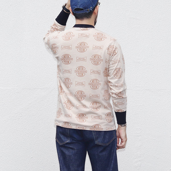 SET-IN LONG SLEEVE T-SHIRT / MOTOR PSYCLONE ALL OVER PRINT / VINTAGE STYLE MEDIUM WEIGHT JERSEY - Image 8