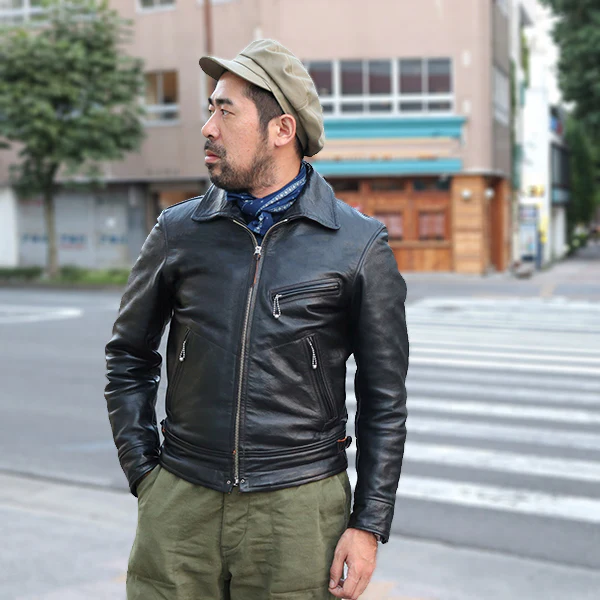 MULHOLLAND SIZE: 36-42 / 1930s MOTORCYCLE JACKET / SINGLE TYPE HORSE HIDE / VINTAGE BLACK / 2024 MODEL - Image 12