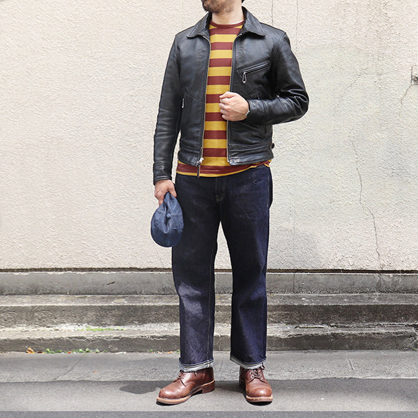 MULHOLLAND SIZE: 44 / 1930s MOTORCYCLE JACKET / SINGLE TYPE HORSE HIDE / VINTAGE BLACK / 2024 MODEL - Image 11