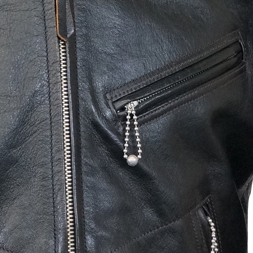 MULHOLLAND SIZE: 36-42 / 1930s MOTORCYCLE JACKET / SINGLE TYPE HORSE HIDE / VINTAGE BLACK / 2024 MODEL - Image 7
