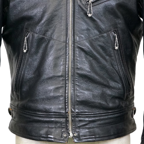 MULHOLLAND SIZE: 36-42 / 1930s MOTORCYCLE JACKET / SINGLE TYPE HORSE HIDE / VINTAGE BLACK / 2024 MODEL - Image 8
