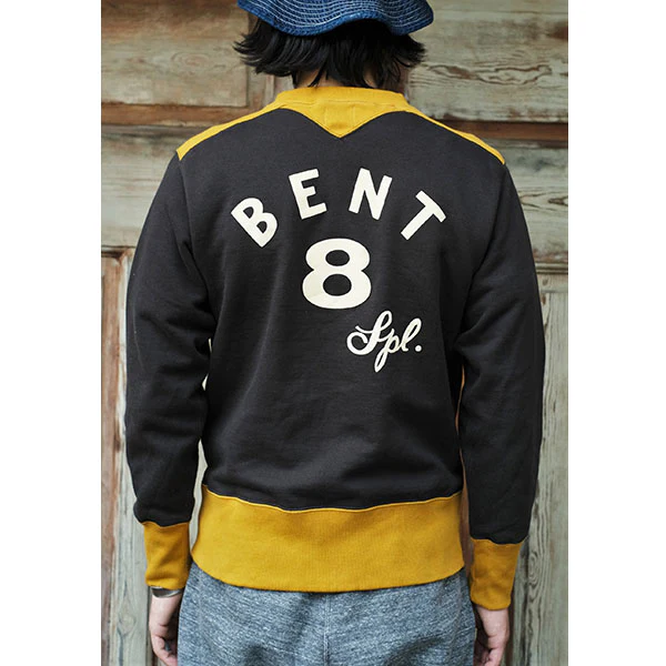 ATHLETIC SWEAT SHIRT / HELLBENT V8 / 1920-1930s COMFORTABLE RIB KNIT TRIMMED SWEAT SHIRT / SOOT BLACK × OLD GOLD - Image 3