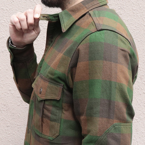 BALDYGUS MECHANIC SHIRT / ORIGINAL COTTON FLANNEL CHECK / BOTTLE GREEN × KHAKI BROWN × DARK OLIVE DRAB - Image 6
