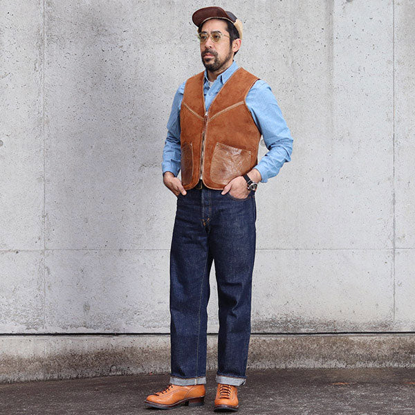 BIKER FLIGHT VEST / DOUBLE-FACE SHEEPSKIN / HAVANA BROWN - Image 5
