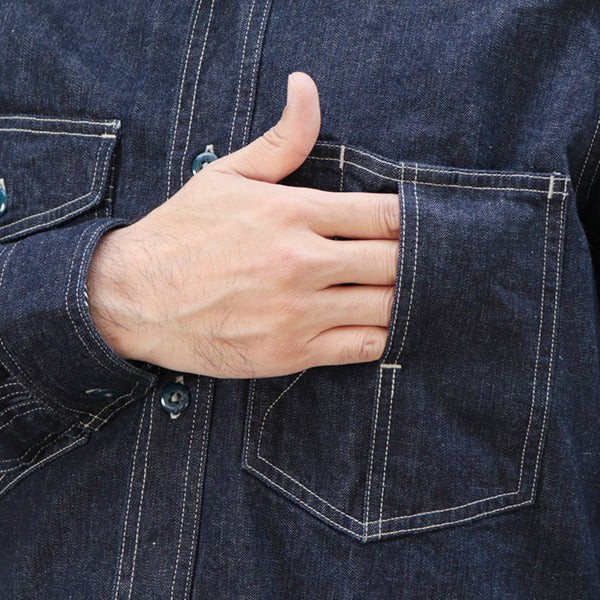 BLYSTONE MECHANIC SHIRT / 1930s STYLE WORK CLOTHING / VINTAGE STYLE 8oz INDIGO DENIM - Image 10