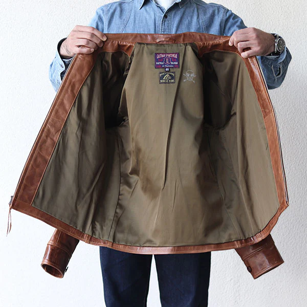 CALIFORNIAN JACKET / EARLY 1950s STYLE MOTORCYCLE JACKET / HORSE HIDE HAVANA - Image 10