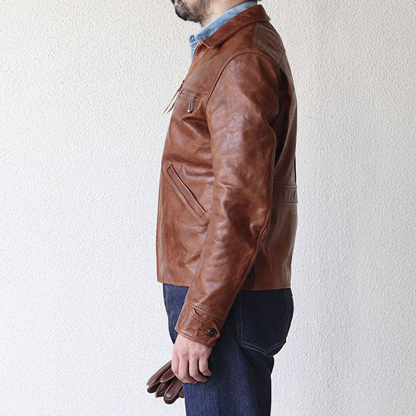 CALIFORNIAN JACKET / EARLY 1950s STYLE MOTORCYCLE JACKET / HORSE HIDE HAVANA - Image 3