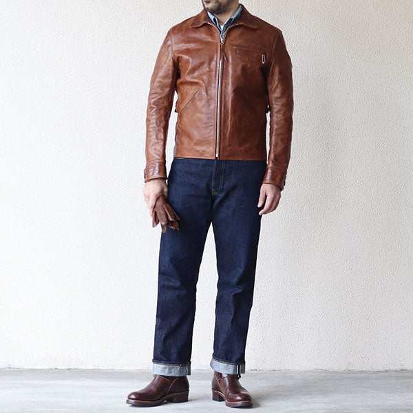 CALIFORNIAN JACKET / EARLY 1950s STYLE MOTORCYCLE JACKET / HORSE HIDE HAVANA - Image 5
