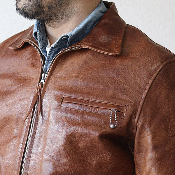 CALIFORNIAN JACKET / EARLY 1950s STYLE MOTORCYCLE JACKET / HORSE HIDE HAVANA - Image 7