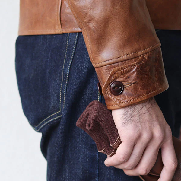 CALIFORNIAN JACKET / EARLY 1950s STYLE MOTORCYCLE JACKET / HORSE HIDE HAVANA - Image 9