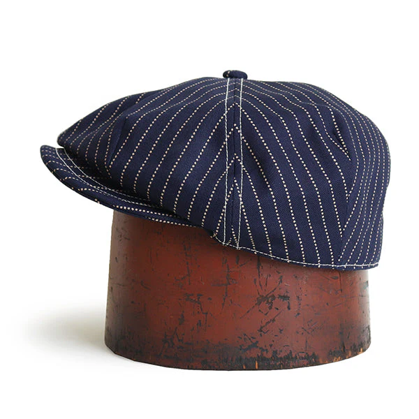 CASSADY 4 PANELS CAP / 1910 - 1920s STYLE CAP / INDIGO WABASH STRIPE - Image 4