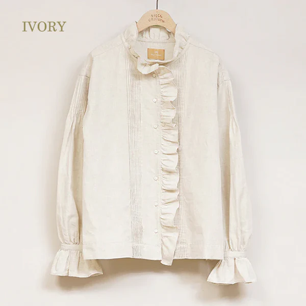 GATHER COLLAR BLOUSE /  COTTON LINEN - Image 2