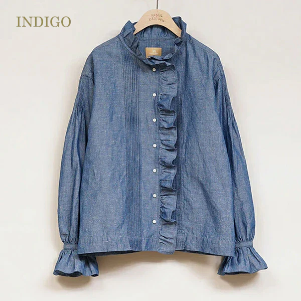 GATHER COLLAR BLOUSE /  COTTON LINEN - Image 3
