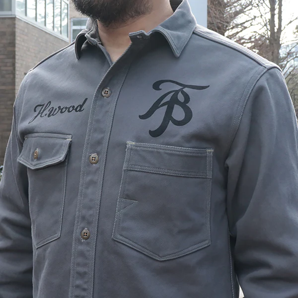 GEMSA WORK SHIRT / 1947 Birner RILEY 4 PORT SPECIAL / ORIGINAL COTTON HARD TWIST KERSEY / STEEL GRAY - Image 5