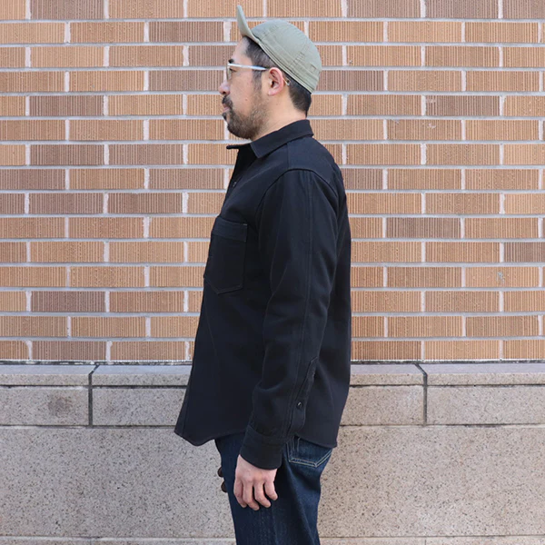 GEMSA WORK SHIRT / ORIGINAL COTTON HARD TWIST KERSEY / JET BLACK - Image 2