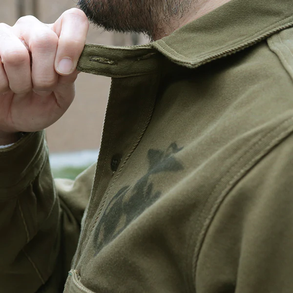 GEMSA WORK SHIRT / TEUFELHUND / ORIGINAL COTTON HARD TWIST KERSEY / KHAKI OLIVE - Image 9