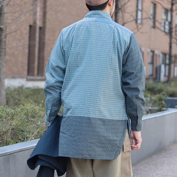 GRANDPA SHIRT CRAZY PATTERN DOBBY / BLUE - Image 3