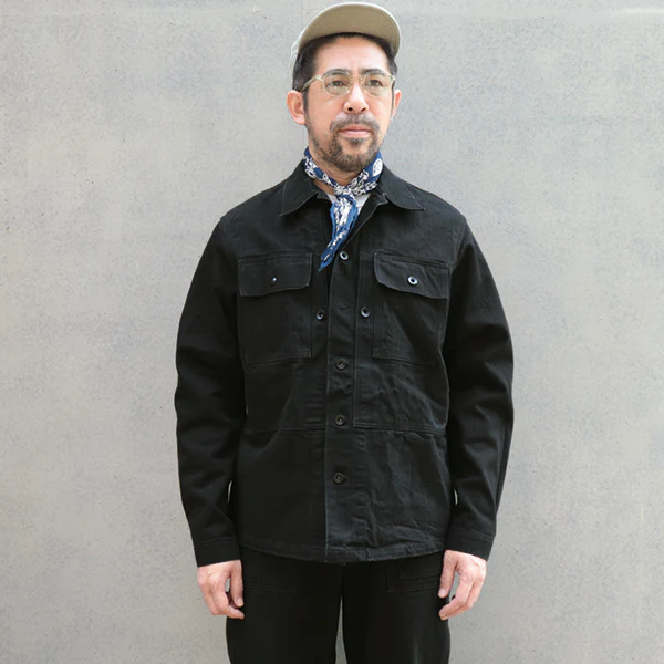 GRUNTS JACKET / YARN-DYED HERRINGBONE TWILL / YARN-DYED RUDE BLACK - Image 2
