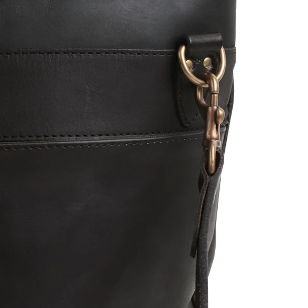 LEATHER NELSON 2 WAY BAG / COW HIDE / BLACK - Image 9