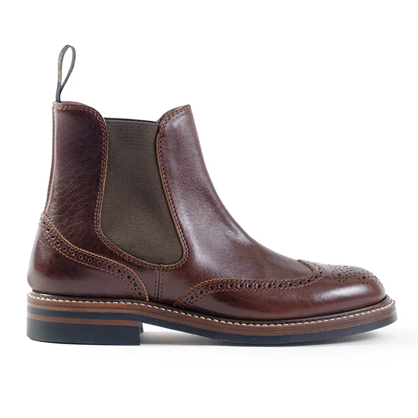 MEDALLION BROGUE CHELSEA BOOTS / SHINKI HIKAKU HORSEBUTT / DARK BROWN - Image 3