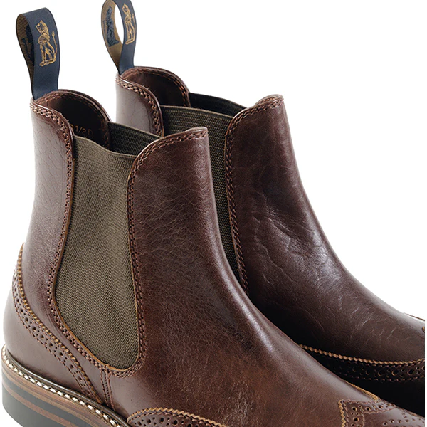 MEDALLION BROGUE CHELSEA BOOTS / SHINKI HIKAKU HORSEBUTT / DARK BROWN - Image 6