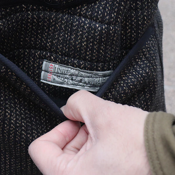 LONGSHOREMAN WINTER WORKER VEST / HIGH GAUGE MEDIUM WEIGHT BEACH CLOTH / GRAINED BLACK STRIPE × BLACK - Image 11