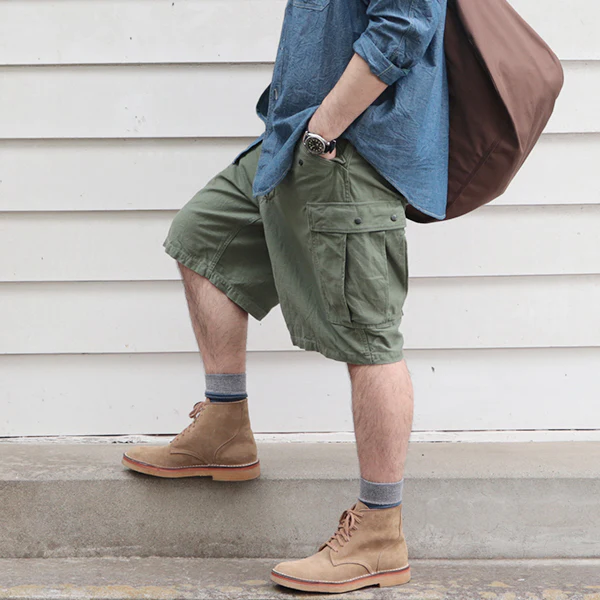 M-51 SHORT SLACKS / LIGHT OLIVE GREEN with BIO-WASH
