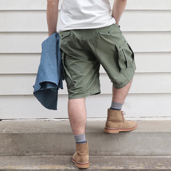 M-51 SHORT SLACKS / LIGHT OLIVE GREEN with BIO-WASH - Image 3