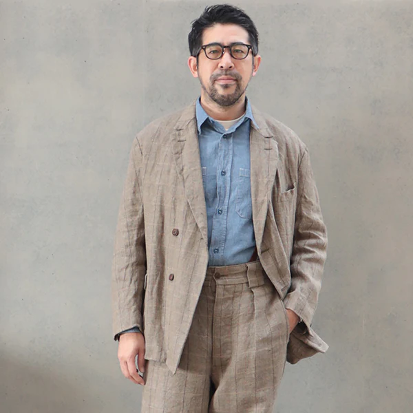 OX'ED SILVER / ENGINEER DB JACKET HEMP LINEN CHECK / GREEN