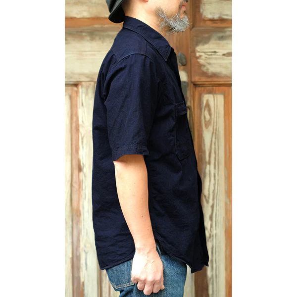 PEACE VALLEY SHORT SLEEVE SHIRT / 6oz INDIGO CHAMBRAY / NAVY - Image 2