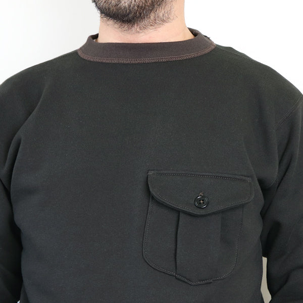 POCKET SWEAT SHIRT SET-IN SLEEVE / MEDIUM WEIGHT FLEECE / SOOT BLACK × CHARCOAL BLACK - Image 5