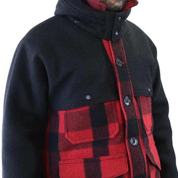 SASQUATCH / 1920s - 1930s WOODSMAN COAT / RED & BLACK PLAID × BLACK IRON - Image 9