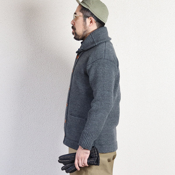 TURNED DOWN COLLAR SWEATER COAT / GRAY HEATHER - Image 3