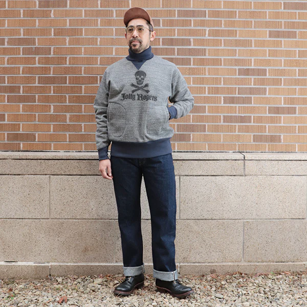 TURTLE NECK SWEAT SHIRT / U.S. NAVY VS-17 JOLLY ROGERS / SPECIAL HEAVY WEIGHT FLEECE / GRAINED CHARCOAL GRAY × OLD NAVY - Image 4