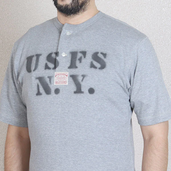 HENLEY NECKED SHORT SLEEVE SHIRT / U.S. FOREST SERVICE / MIX GRAY - Image 3