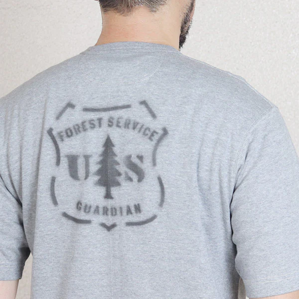 HENLEY NECKED SHORT SLEEVE SHIRT / U.S. FOREST SERVICE / MIX GRAY - Image 4