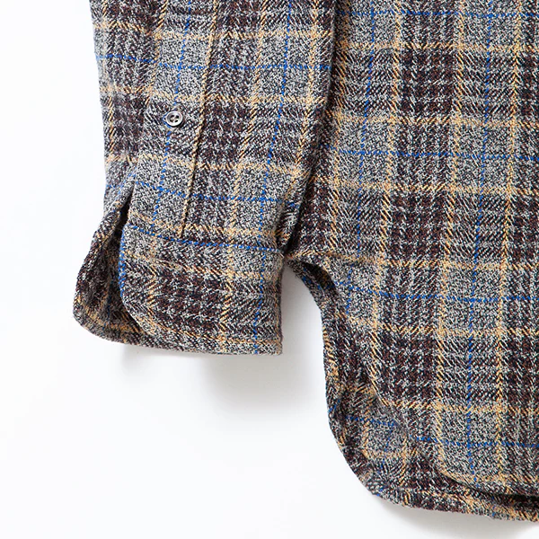 W.C.W SHIRT PULLOVER / CLO-MOR COTTON CHECK/ GRAY × BROWN - Image 6