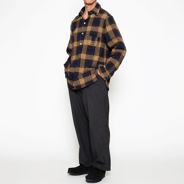 W.C.W SHIRT PULLOVER / COTTON CHECK/ YELLOW × BROWN - Image 3