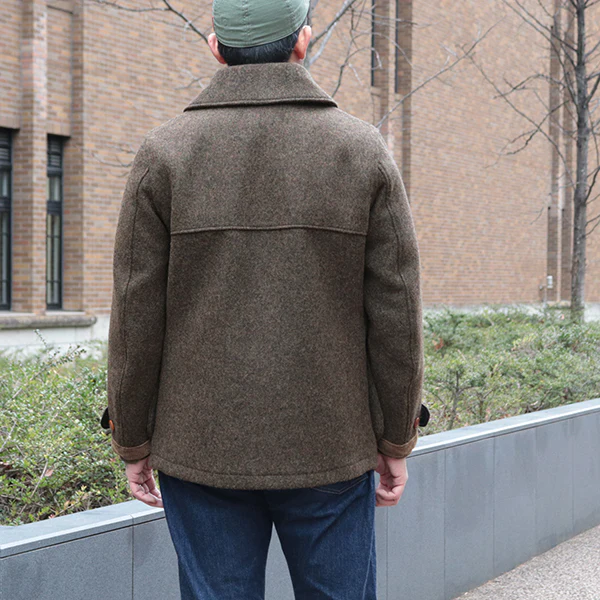 WOODLAND HUNTING COAT / ORIGINAL SHETLAND MELTON / YARN-DYED GRAINED BROWN - Image 5