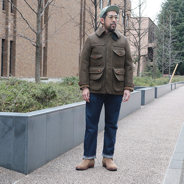 WOODLAND HUNTING COAT / ORIGINAL SHETLAND MELTON / YARN-DYED GRAINED BROWN - Image 6